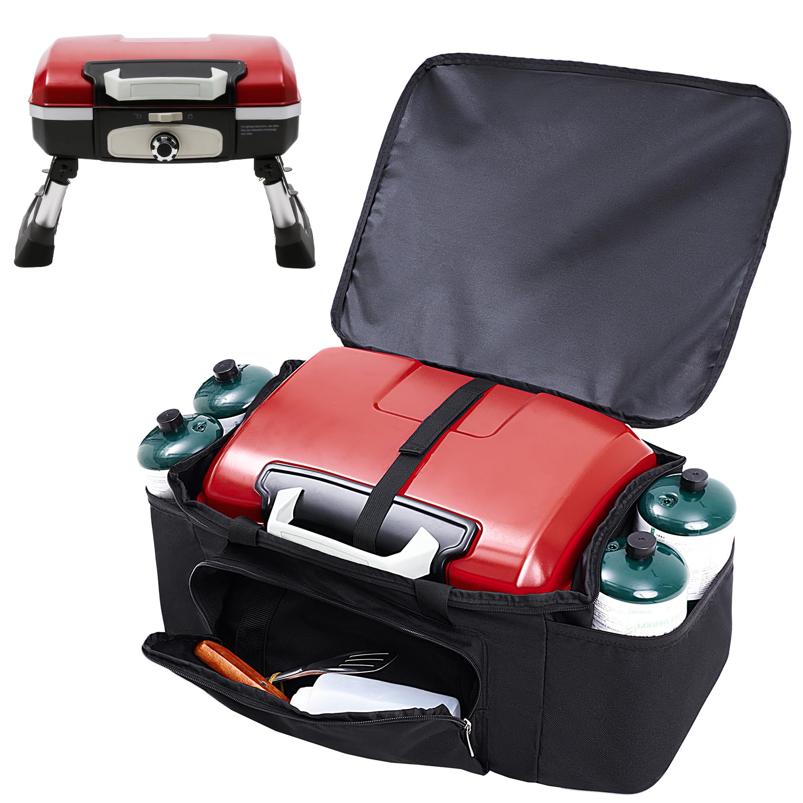 Photo 1 of Carry Bag for Cuisinart CGG-180T/180TS/180TB Tabletop Propane Grill, Portable Gas Grill Carry Case with Propane Cylinder Pockets (Case Only)
