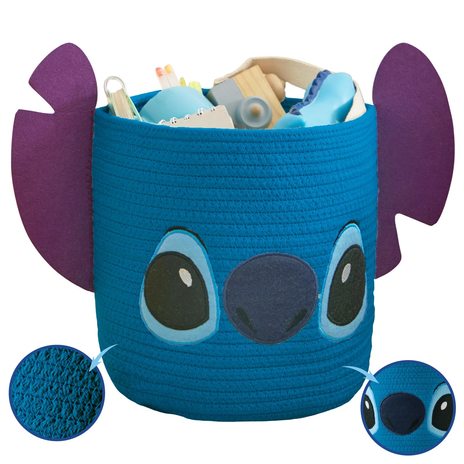 Idea Nuova Disney Stitch Figural Rope Storage Organizer Basket, 10