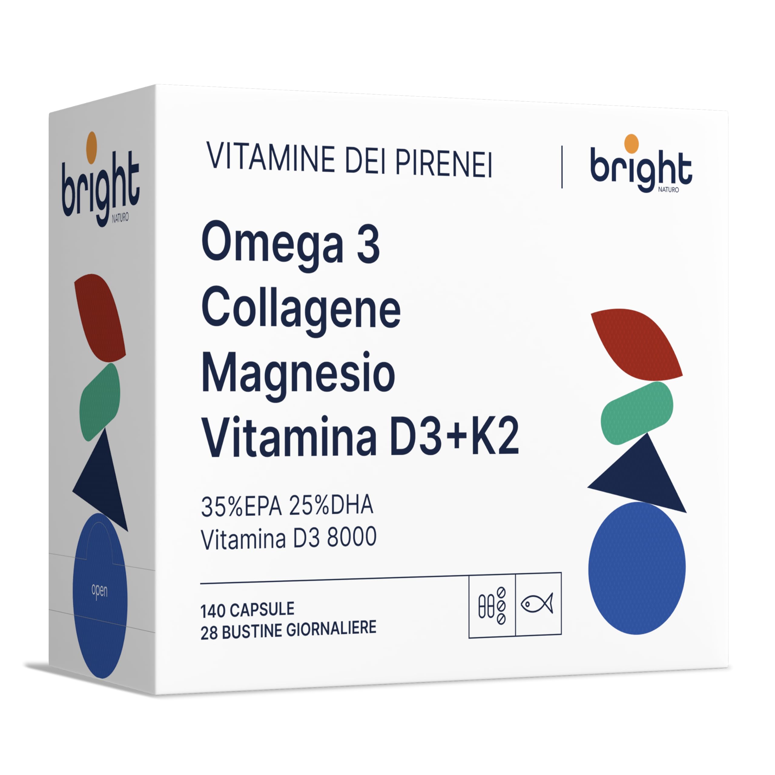 Omega-3, Magnesio, Collagene Marino, Vitamine D3 K2 8000 UI – Articolazioni, Muscoli & Immunità – Pelle Luminosa, Ossa Forti & Benessere