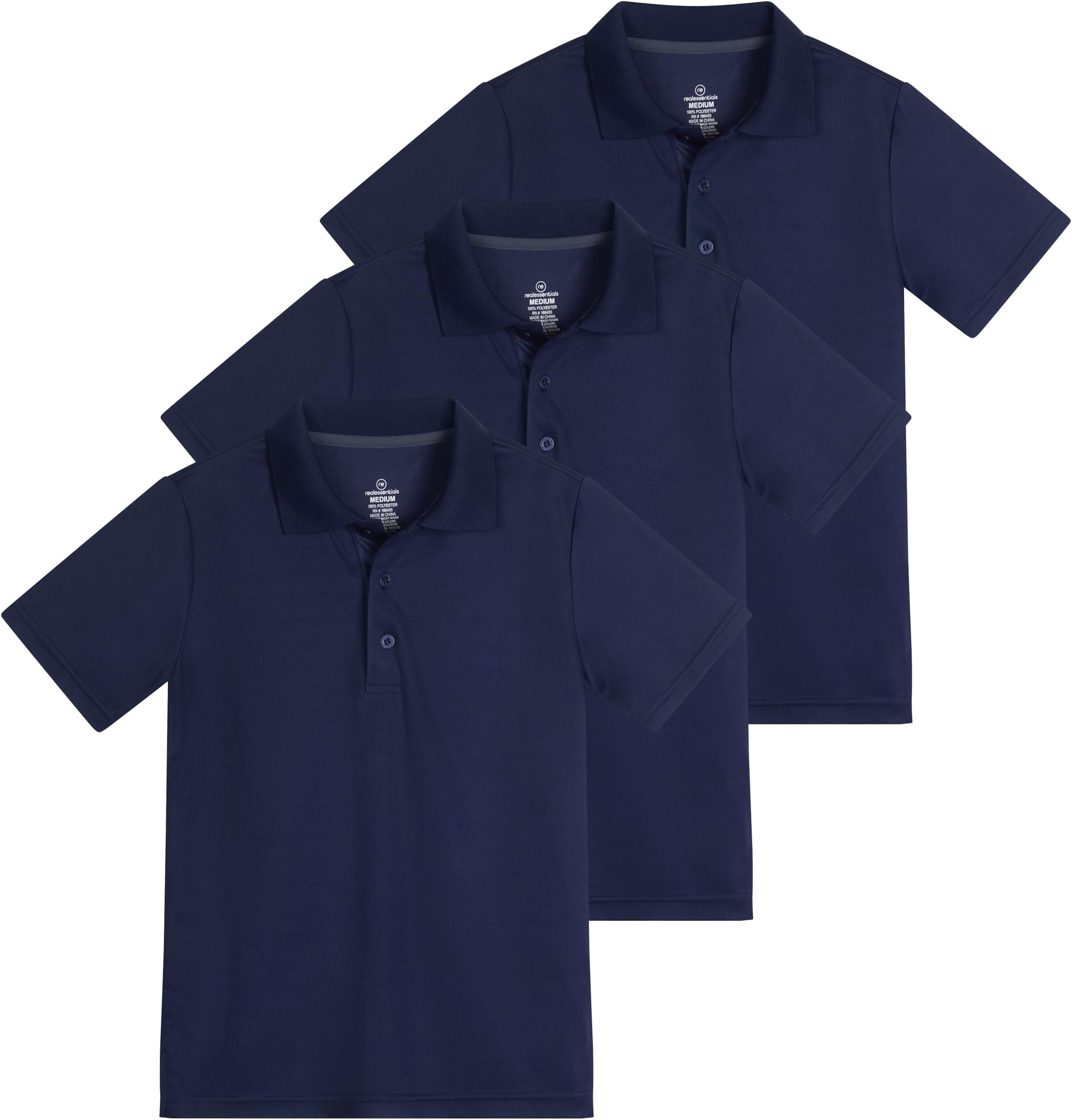 3 Pack: Boy's Short Sleeve Polo Shirt - School Uniform Active Performance Golf (Ages 4-16)