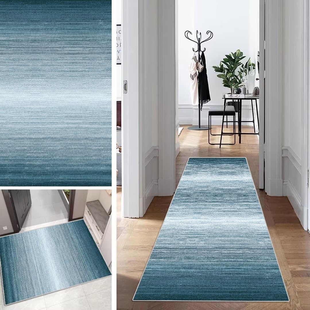Tapis de couloir moderne 110 x 180 cm abstrait et multicolore pour entrée et cuisine