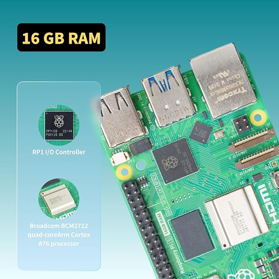 iRasptek Starter Kit for Raspberry Pi 5 16GB RAM - Pre-Loaded with 128GB Edition Pi OS (Aluminum Case)