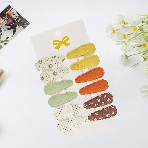 Miniatura 4 de 12 pinzas para el pelo de bebé florales y sólidas, 6 estilos de pasadores a presión (2 de cada uno) para niñas y niños pequeños, pinzas