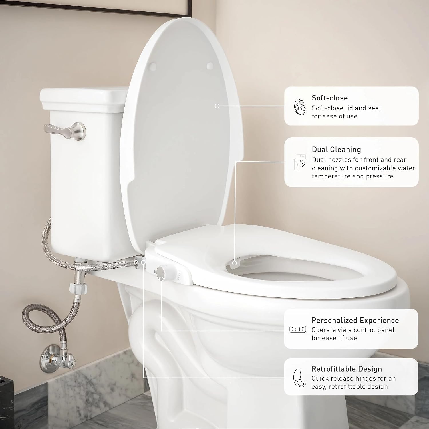 Condition photo showing New/Like New for moen moen white 2-series standard non-electronic bidet seat for elongated seats, eb500-e white eb500 - elongated non-electric