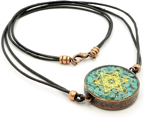Miniatura 2 de Metatron's Cube Merkaba Orgone Pendant with Turquoise