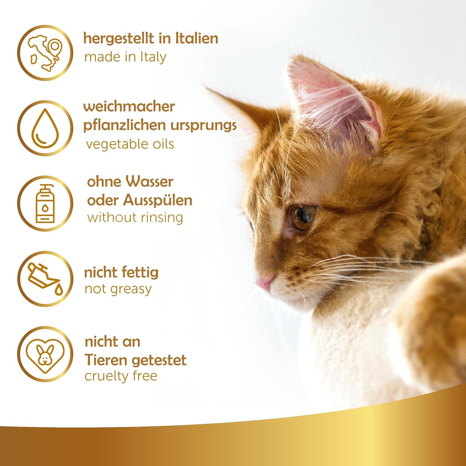 Entfilzungsspray Katze 250ml Natürliches für weiches & glänzendes Fell Deodorant ohne Ausspülen Fellpflege Katze & Katzenpflege, Für Filzplatten bei Katzen Entfernen alle Felltypen Made in Italy