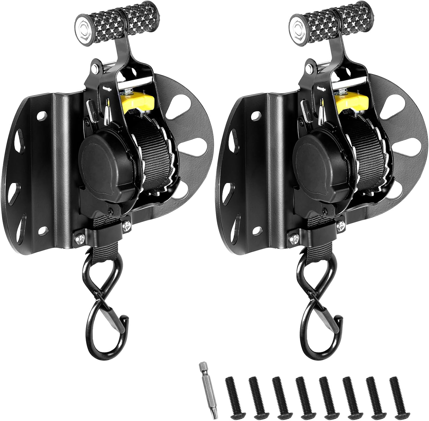 Retractable Ratchet Straps Compatible with 2015–2026 Ford F-150, Auto Retract Tie Down Straps for Truck Bed, Heavy-Duty Mount Brackets, 2PCS (Not for Vehicles Featuring Side Panels)