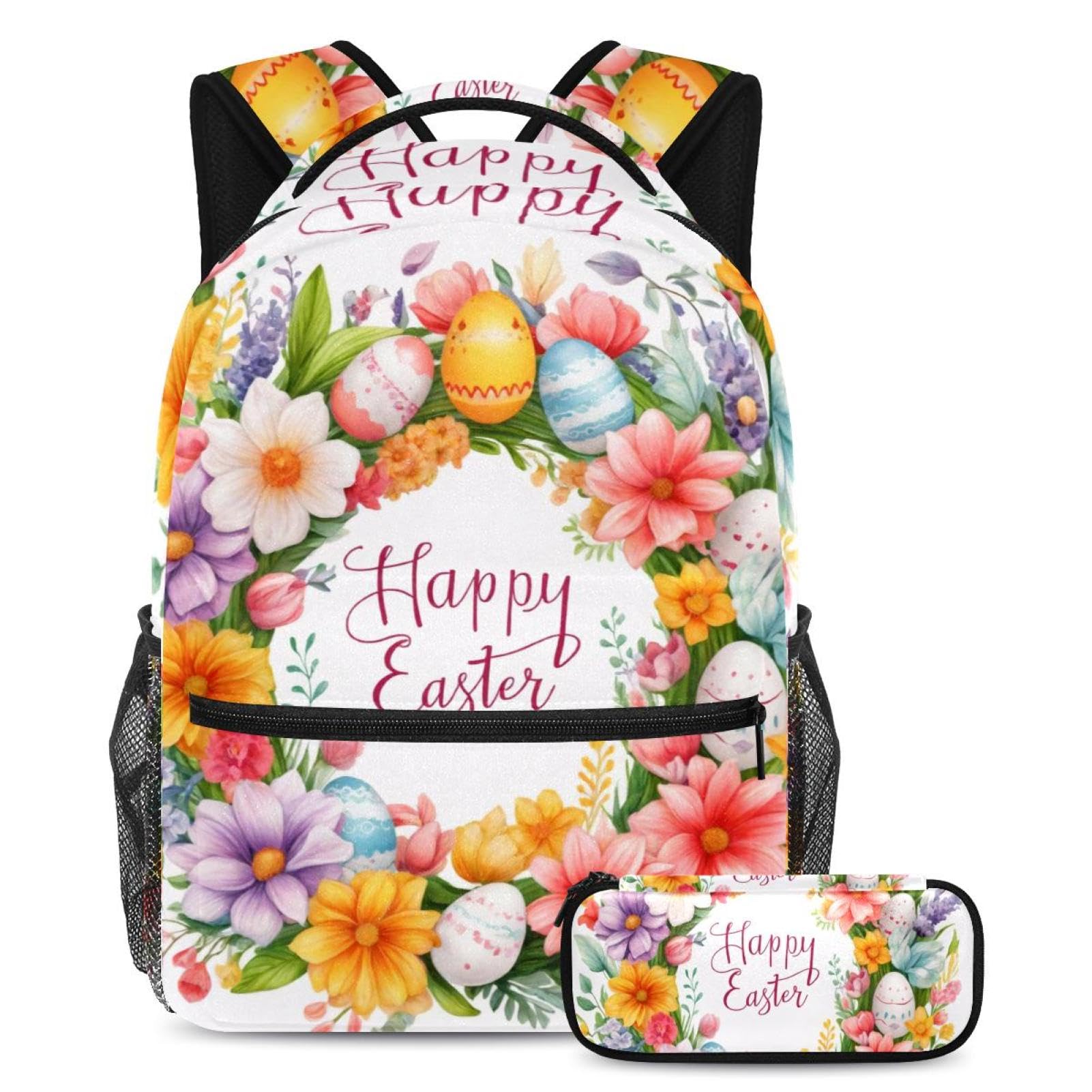 Trousse à crayons et sac de 40cm à motif couronne de Pâques blanche - 7