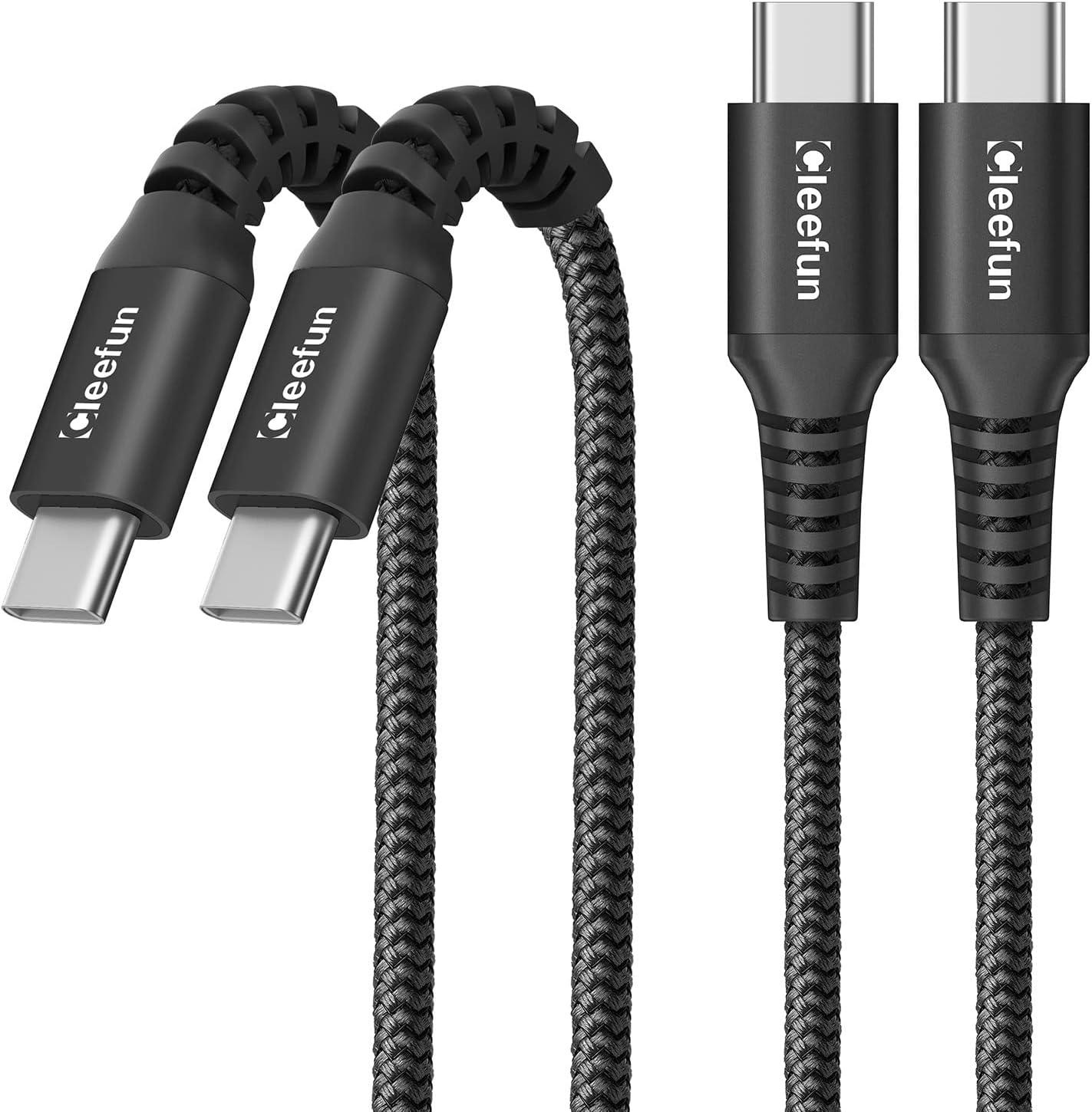 CLEEFUN [10ft, 2-Pack] USB C to USB C Cable for Samsung Galaxy S22/S22+, S21/S21+, S20/S20+ Ultra 5G, 60W Type C Charger Cord Fast Charging Premium Nylon Braided