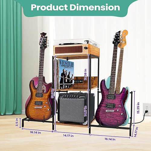 Miniatura 2 de WEGOODLDER Soporte de guitarra para múltiples guitarras  Estante multifuncional para guitarra acústica, guitarra eléctrica, bajo, ukeleles de 4