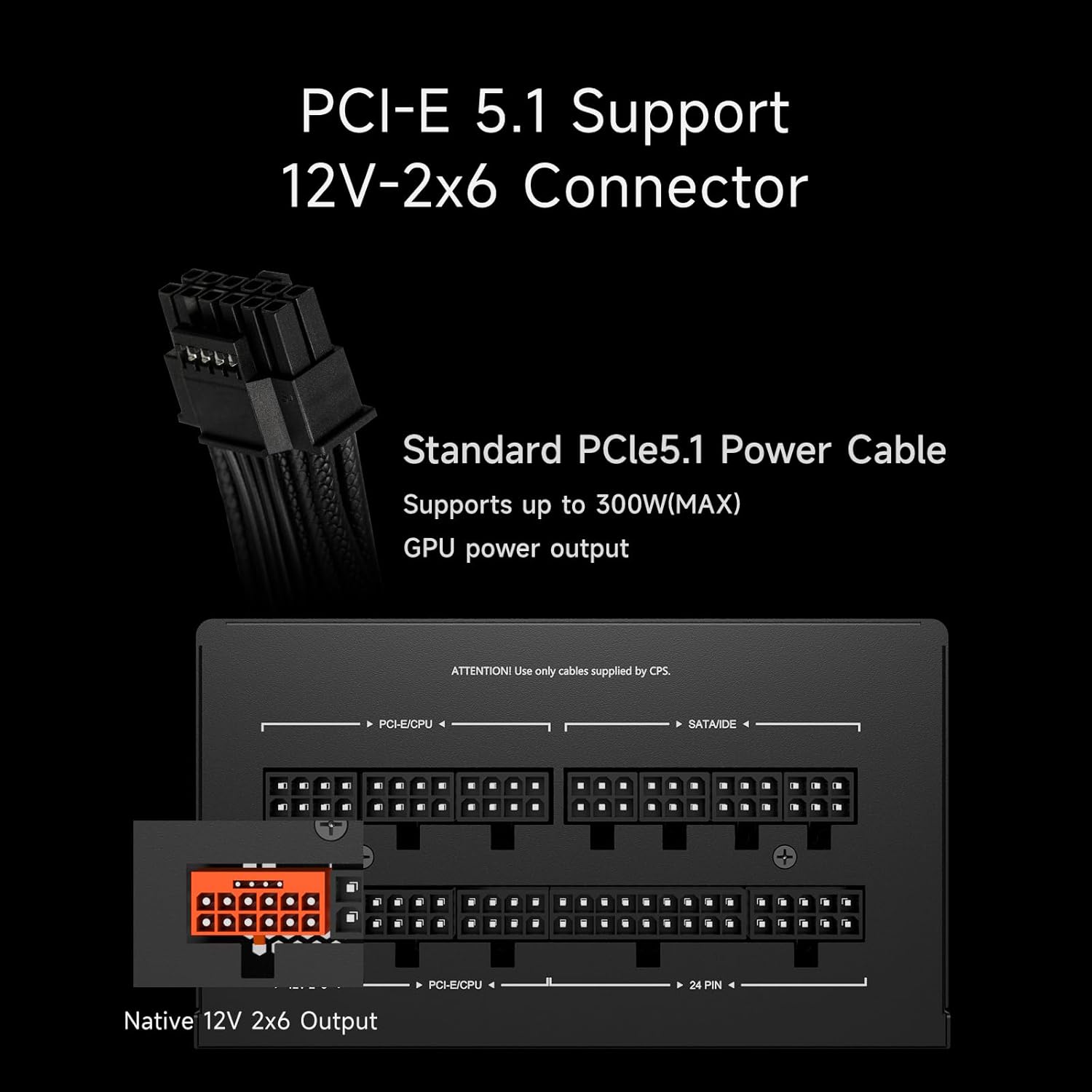 PCCOOLER PSU Fully Modular Power Supply, 650W ATX 3.1, 80 Plus Gold Certified, PCIe 5.1 12V-2×6, Japanese Capacitors, Ultra-Flexible Cables, 5-Year Warranty(KN650)