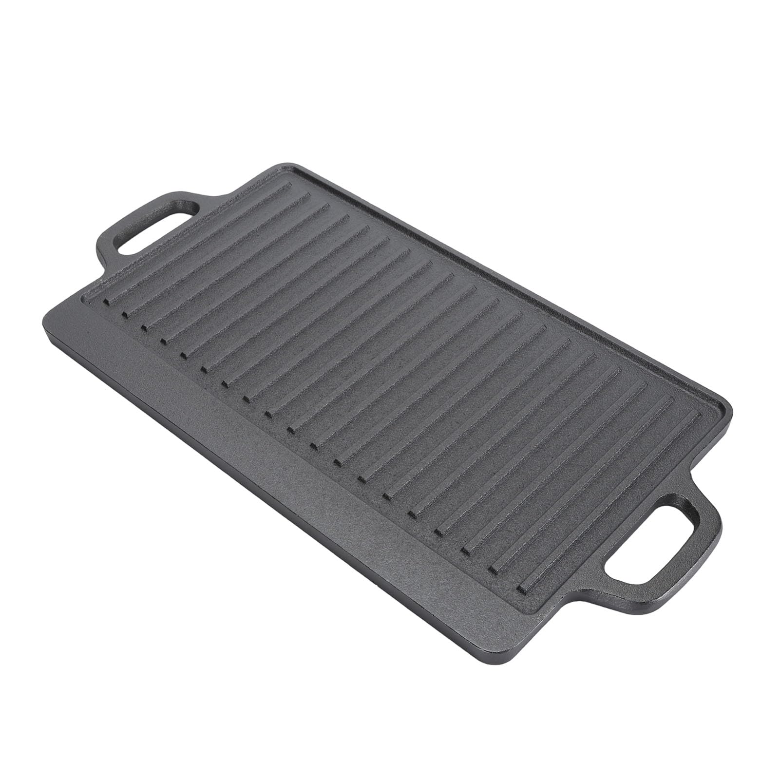 Fdit Piastra Rettangolare in Ghisa Doppia Faccia con Superfici Liscia e Rigata per Griglia a Gas BBQ e da Campeggio (44 * 23 * 2 cm)