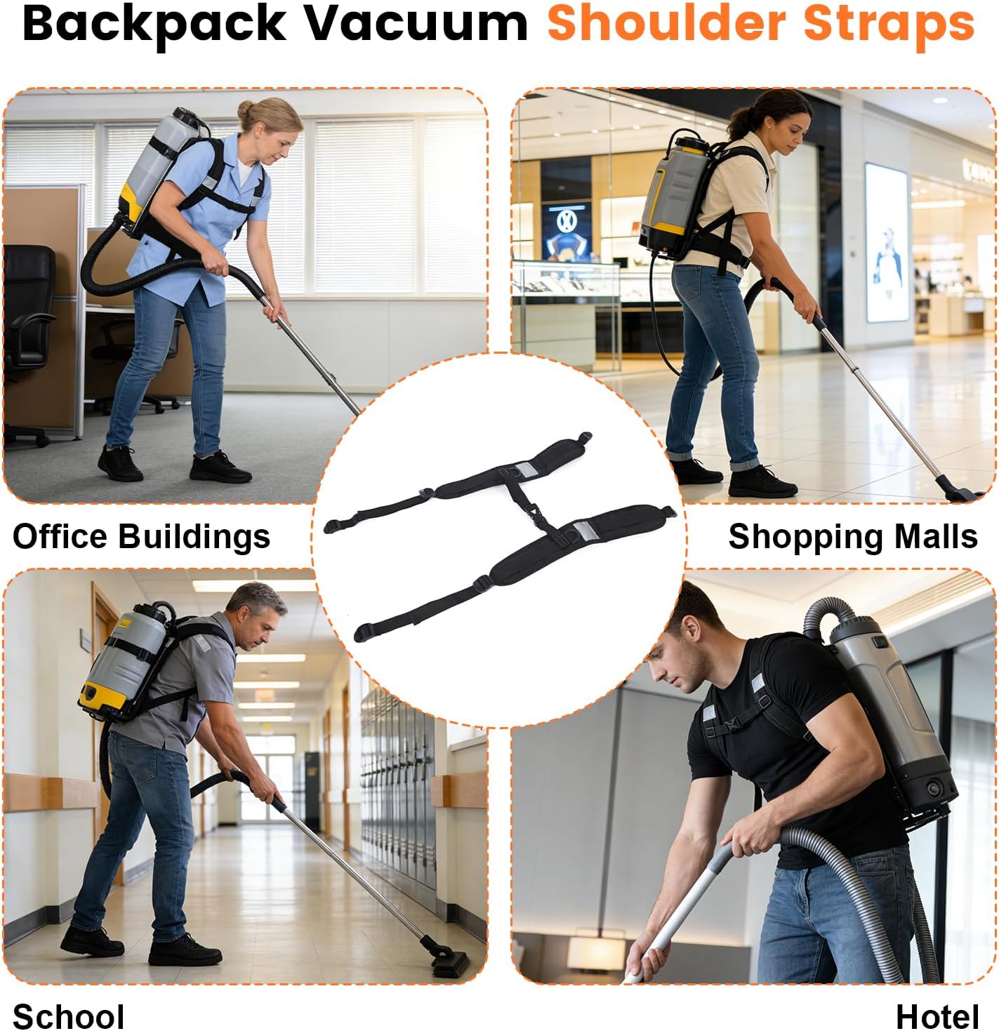Backpack Vacuum ShoulderStraps Replacement, Vacuum CleanerStrap with Soft Shoulder Strap, Adjustable Length, Compatible with Mainstream Backpack Vacuum Cleaner Models