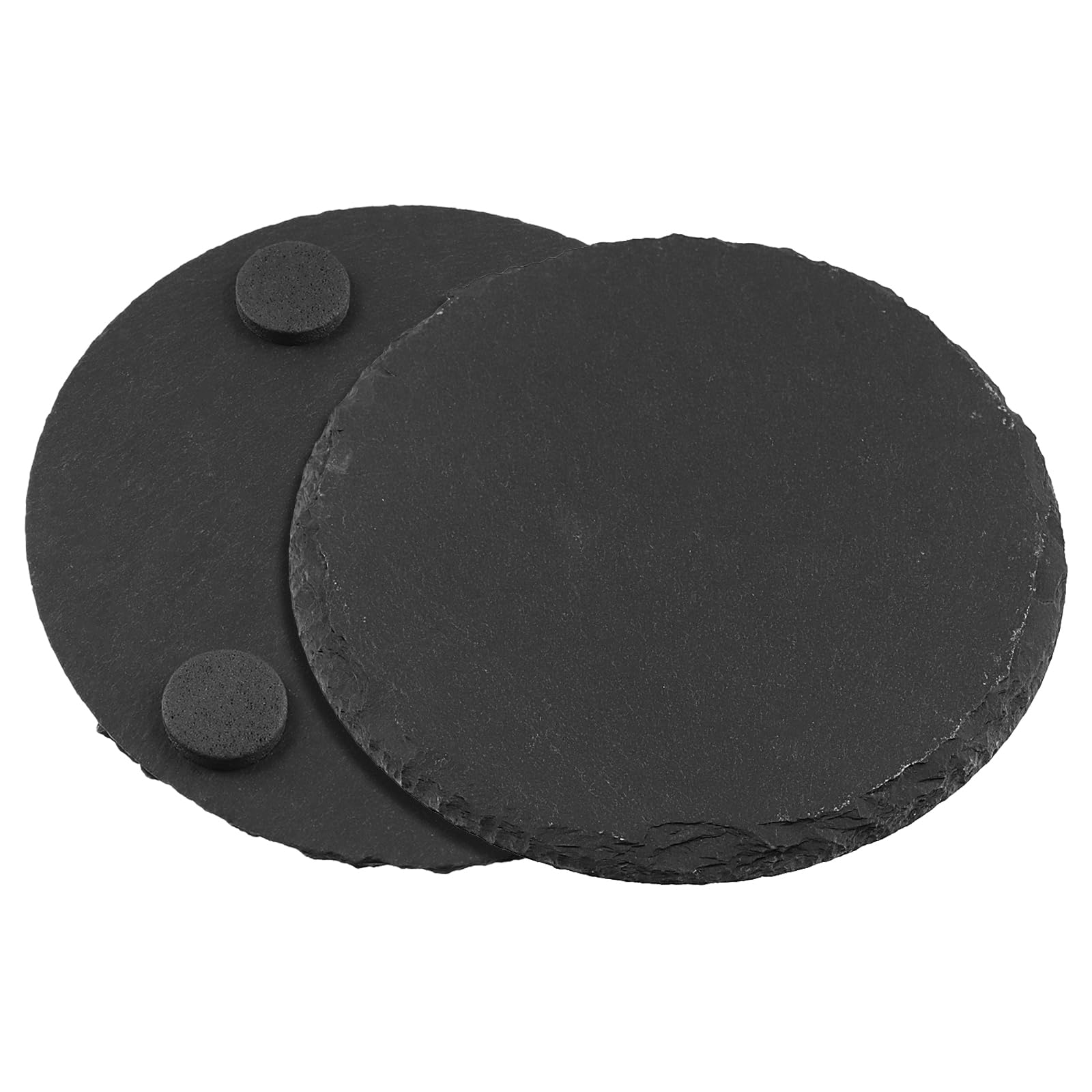 FUNSUEI Set di 10 sottobicchieri rotondi in ardesia, 10 cm, piatti quadrati in ardesia, per bevande, tazze, bar, vetro