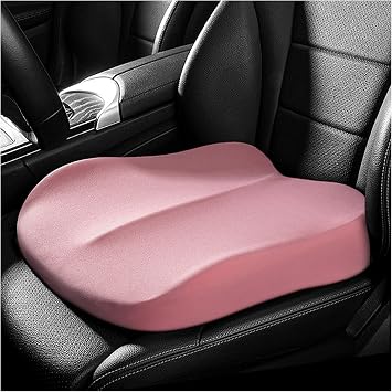Car Seat Cushion, Ergonomic Memory Foam Auto Seat Boost Mat for Short People Driving, Non-Slip Driver Seats Height Cushion Office Chair Pillow for Tailbone Back Pain Relief Pink