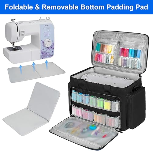 Miniatura 3 de Estuche para máquina de coser con acolchado extraíble, bolsa de transporte para máquina de coser apta para la mayoría de tamaños estándar de Singer