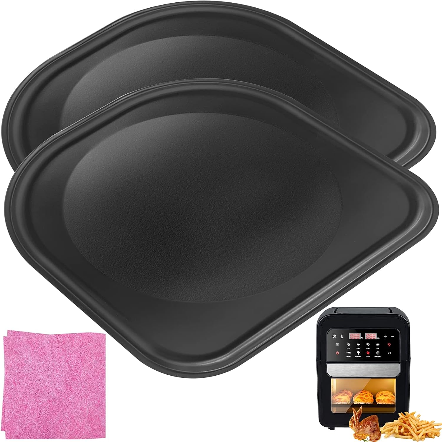 2PCS Air Fryer Drip Tray for PowerXL 6QT 10QT Air Fryers Oven, Upgraded Oil Drip Pan, Crumb Tray Replacement Parts for PowerXL Vortex Air Fryer Pro Plus, Nonstick, Dishwasher Safe