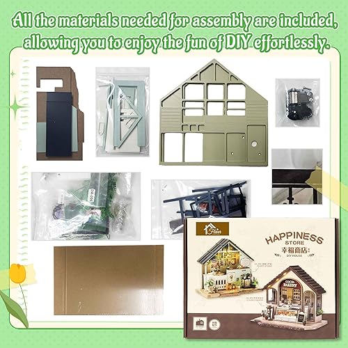 Miniatura 14 de Flever Kit de casa de muñecas en miniatura, habitación creativa con muebles para regalo romántico de obras de arte (hora del té de la tarde)