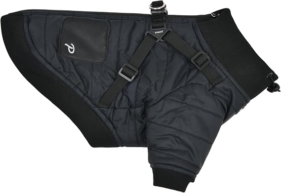 Puppia Stratus Dog Jumper موسم الشتاء تسخير Intrgrated للكلاب الصغيرة والمتوسطة، أسود، متوسط
