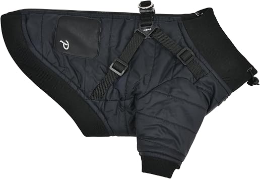 Puppia Stratus Dog Jumper موسم الشتاء تسخير Intrgrated للكلاب الصغيرة والمتوسطة، أسود، متوسط