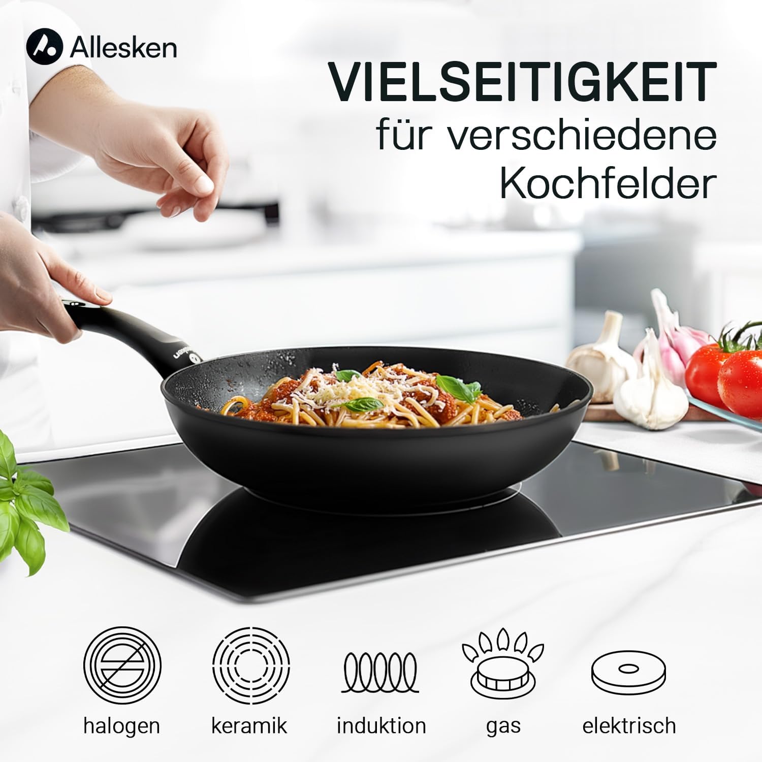 Ilag Ultimate Non-Stick Induction Frying Pan for All Hob Types, Coated with Heat-resistant Handle, Aluminium Induction Pan, Resistant to Scratches and Abrasion