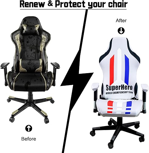 Vista 25 de Fundas para sillas de videojuegos, funda elástica para silla de computadora, funda ergonómica para silla de oficina, para protección contra arañazos