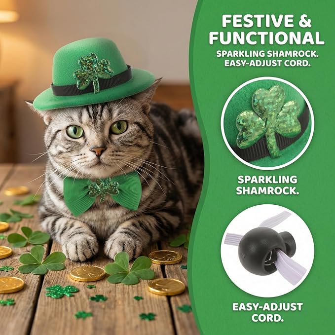 Set de Disfraz de San Patricio para Perros Pequeños y Gatos - Sombrero y Collar miniatura 3