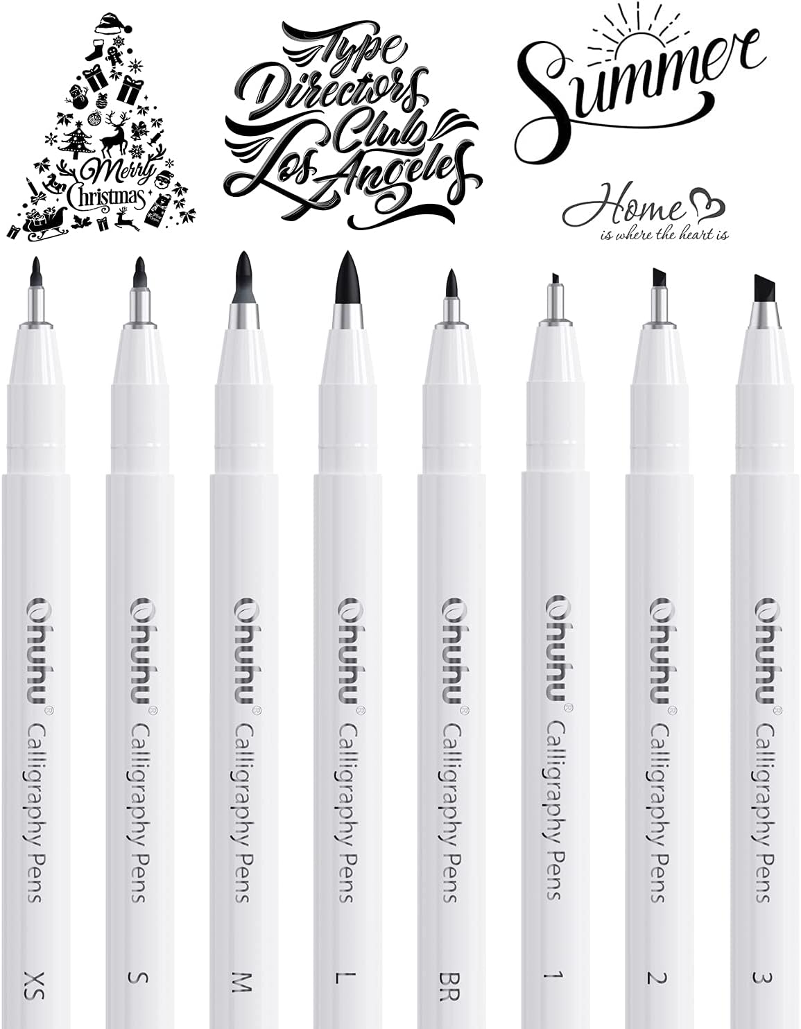 Calligraphy Pen, Ohuhu Set of 8 Sizes Hand Lettering Pens for Beginners, Writing, Sketching, Drawing, Illustration, Scrapbooking Caligraphy Brush Pens : Arts, Crafts & Sewing