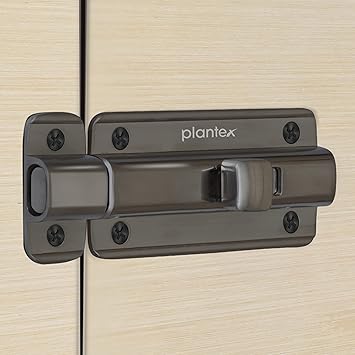 Plantex Premium Heavy Duty Door Stopper/Door Lock Latch for Home and Office Doors - Pack of 1 (Satin Black-Matt) - image, photos