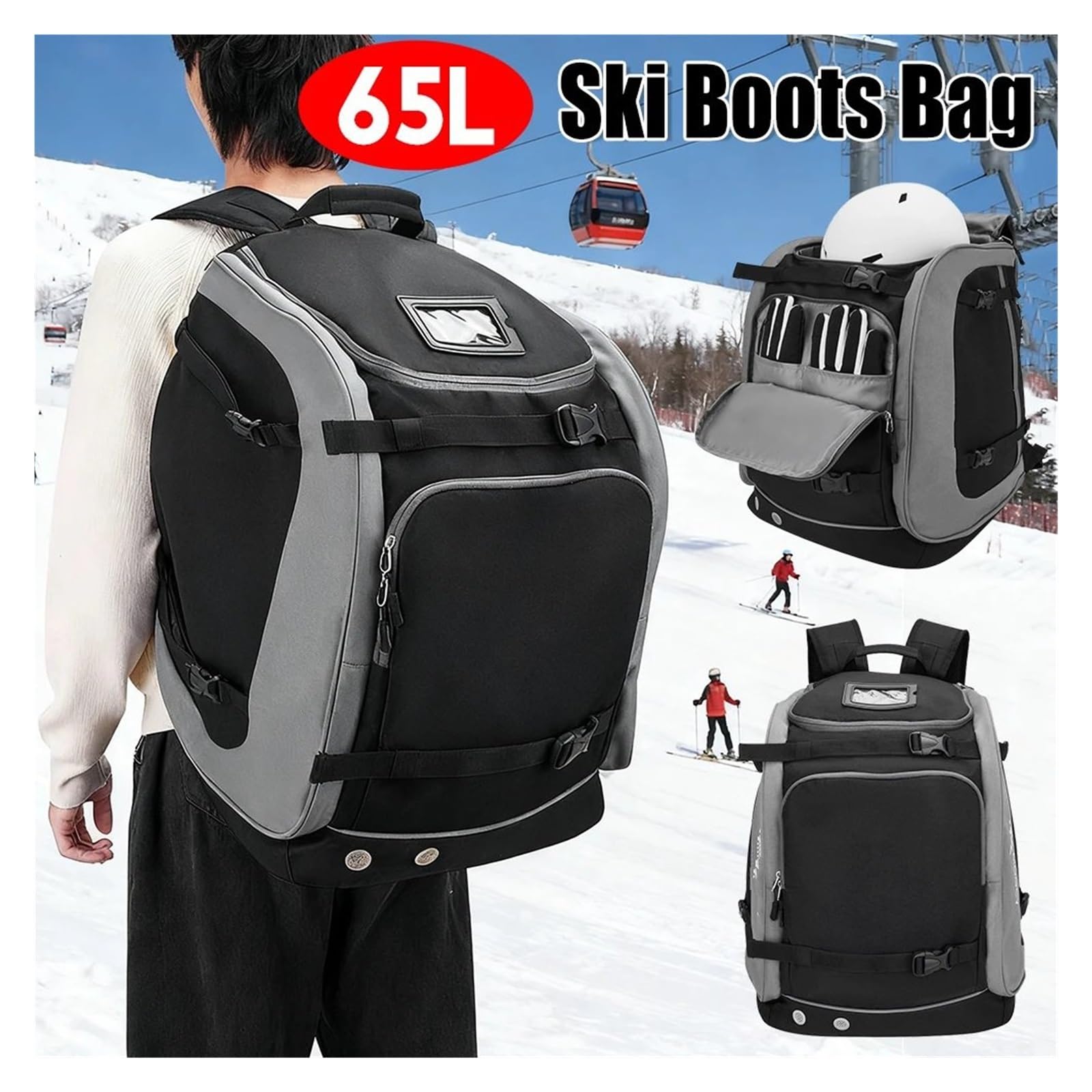 Mochila para Patines en línea, Mochila for Botas de esquí, Mochila Unisex Gran Capacidad, Impermeable, for Casco