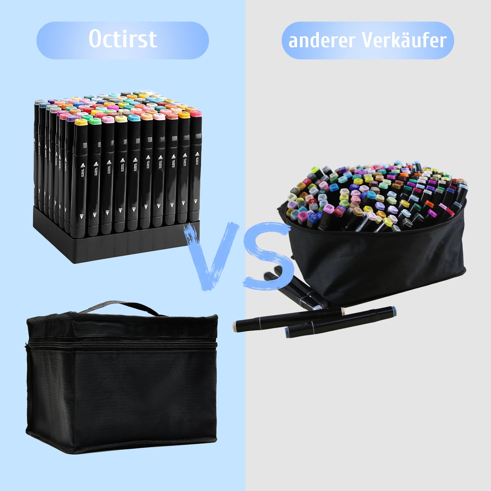 204 Farben Alkohol Marker Set, Twin Marker Permanente Alcohol Marker Stifte, Schnelltrocknend Filzstifte für Manga Design Zeichnen Erwachsenen-Malbücher Schüler Künstler