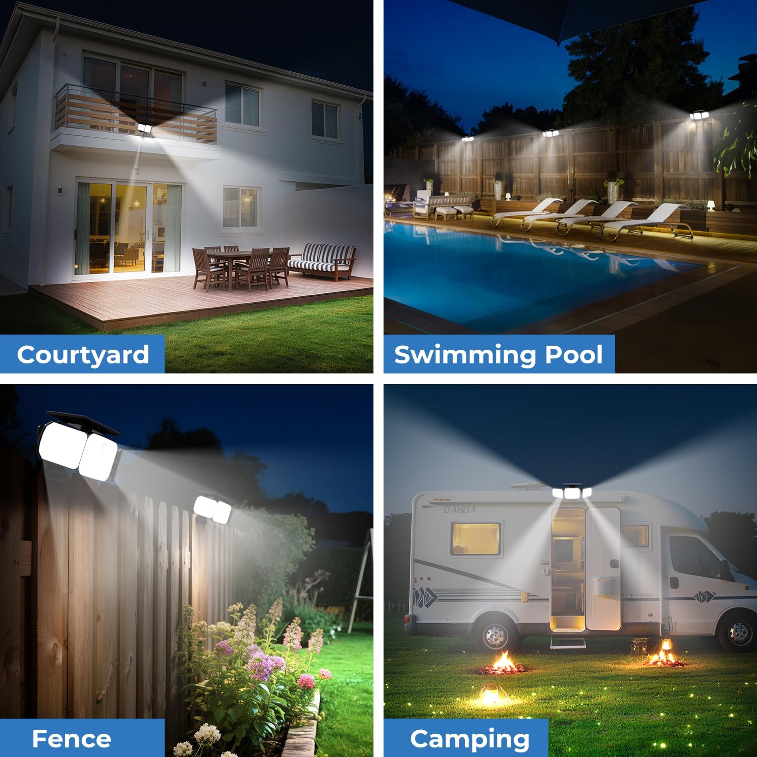 Peasur 2 Pack Solar Motion Lights Outdoor with Remote Control, Solar Security Light with 3 Modes, IP65 Waterproof Flood Lights Outside for Garden Patio Garage Backyard