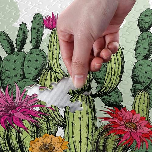 Miniatura 4 de VIKKO Rompecabezas de cactus y flores tropicales de 500 piezas para adultos y niños, 20 x 15 pulgadas, juguetes de inteligencia para bricolaje en