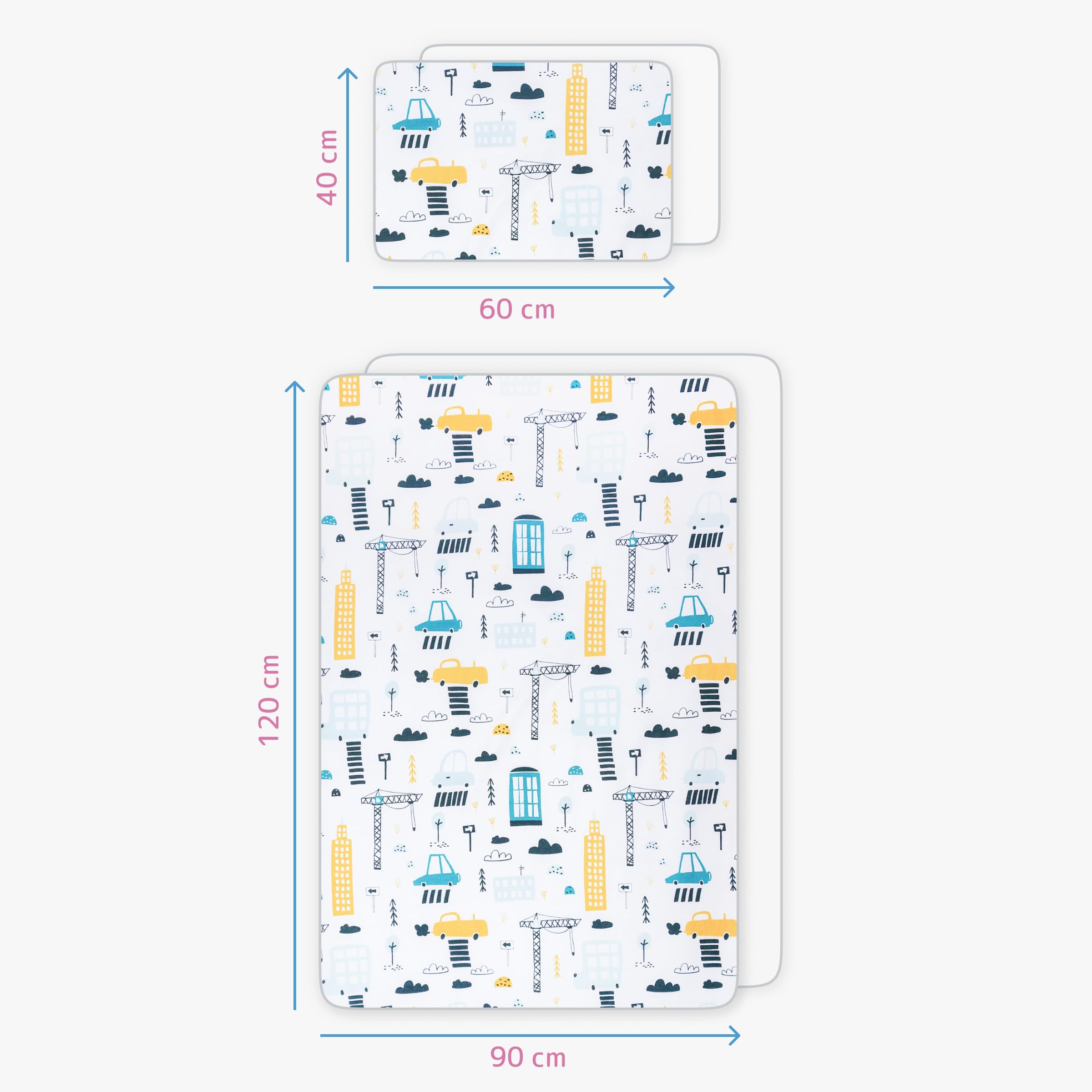 Baby Comfort Juego de Cama para Cuna 4 Piezas edredón y Funda nórdica 120x90 cm con Almohada y Funda de Almohada - diseño 1 (12 Meses+)