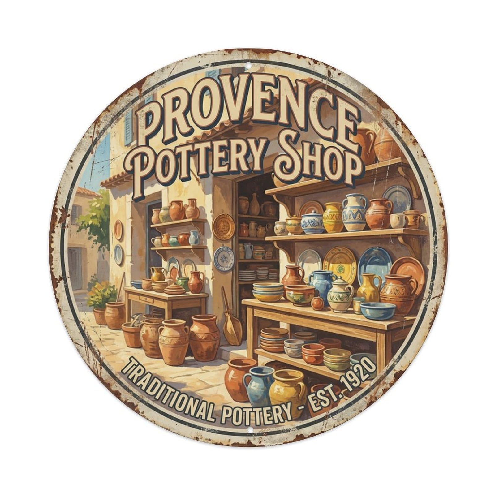 Countryside Travel Pottery Shop Provence Country Metal Tin Sign