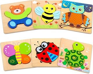 Toddler Puzzles for Kids Age 1 2 3 4 Year Old, 6 Pack Montessori Jigsaw Animals Puzzles for Girl boy Activities Preschool Learning Early Educational Birthday Gift Travel Autistic Wooden Toys
