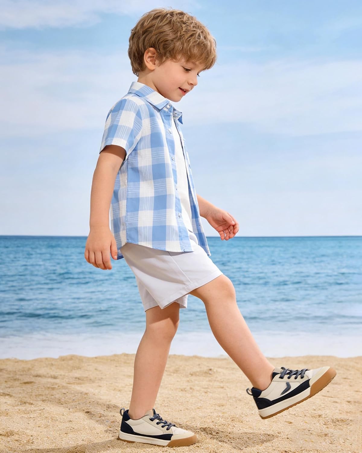 SANGTREE 3 Piece Boy Outfits Short Sleeve Shirt and Shorts Set Beach Vacation Summer Clothes, 3 Months - 9 Years