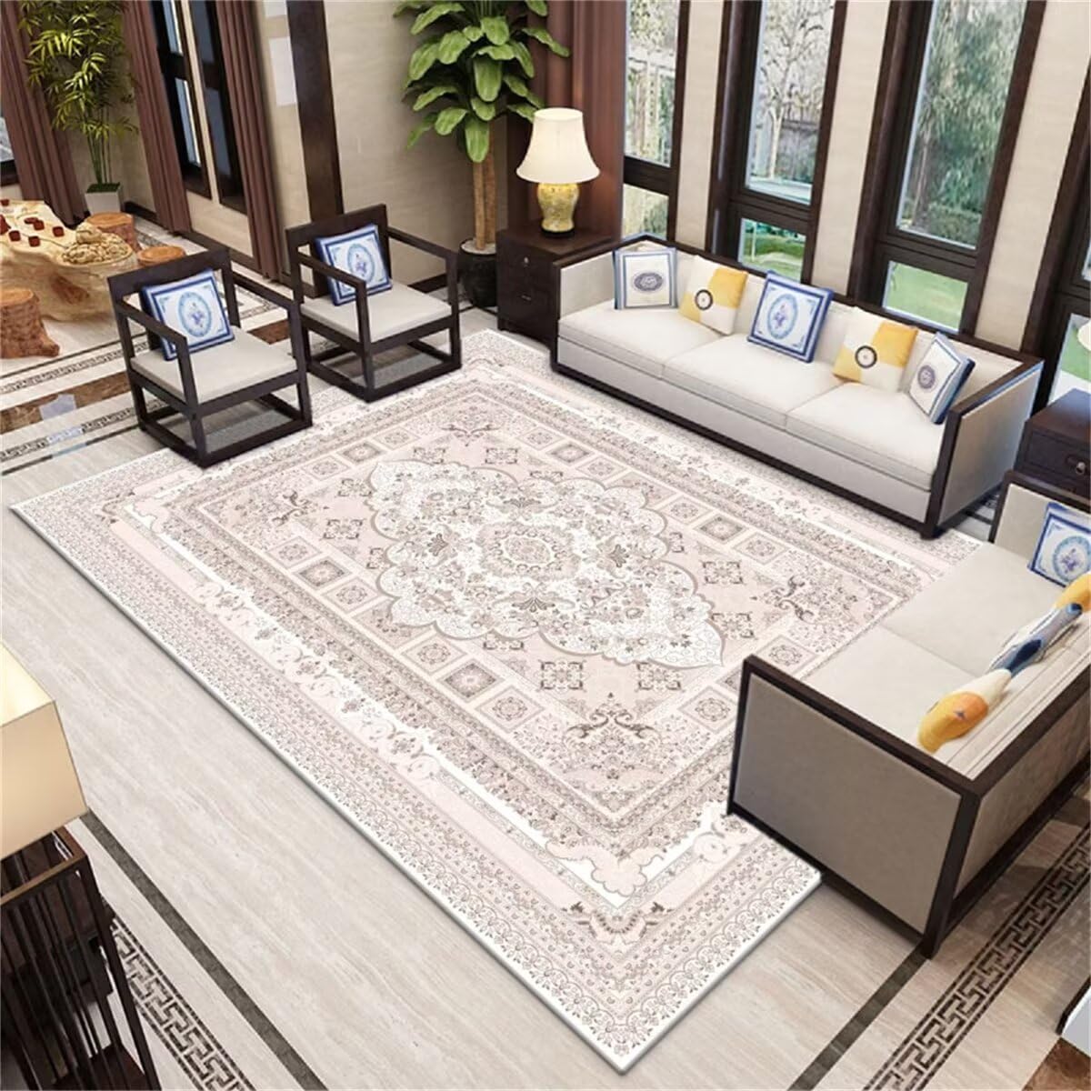 Tapis pour chien et chambre fille au motif floral rétro antidérapant de 70x140cm