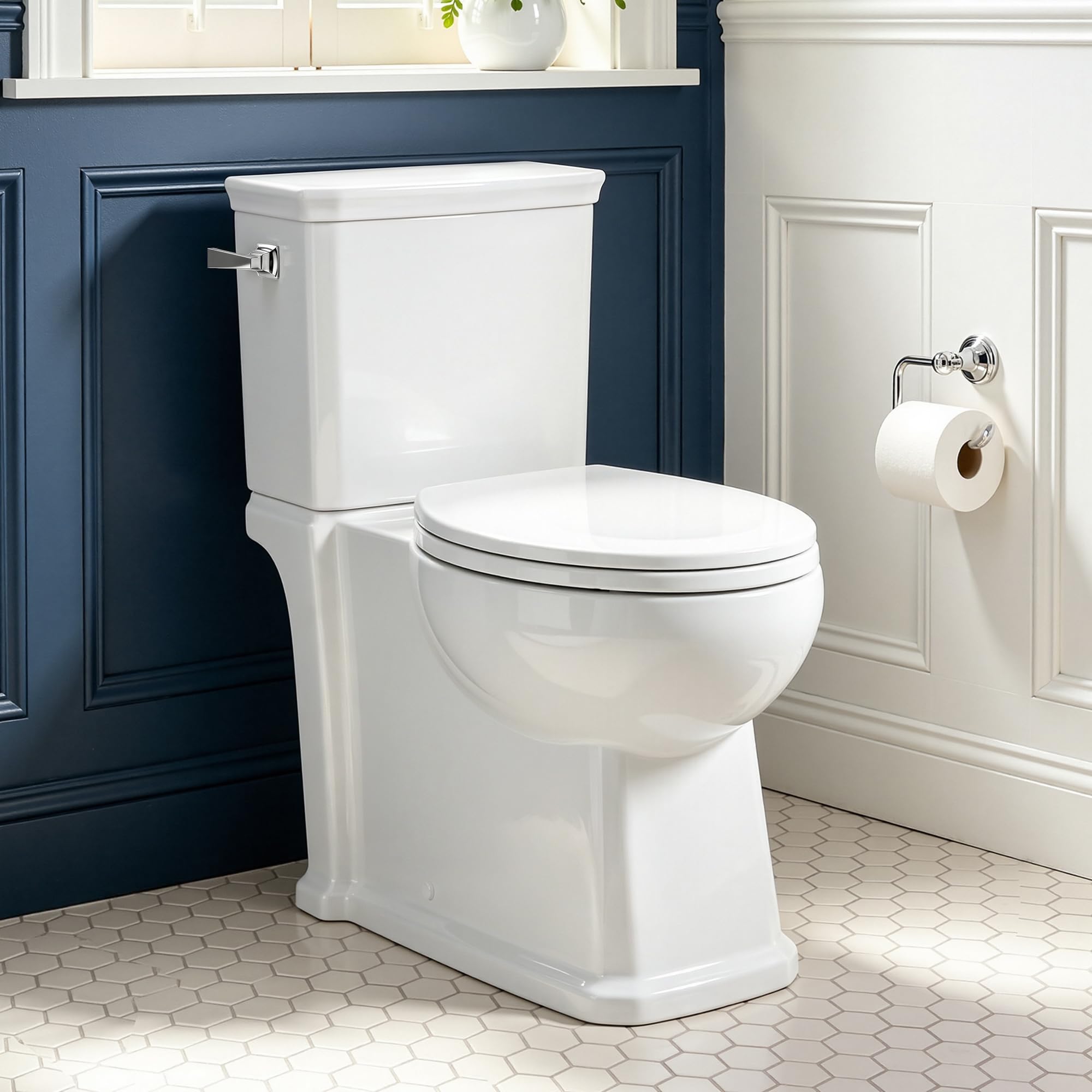 17.3” Elongated Toilet with Soft Close Seat, Two piece Toilets for Bathroom