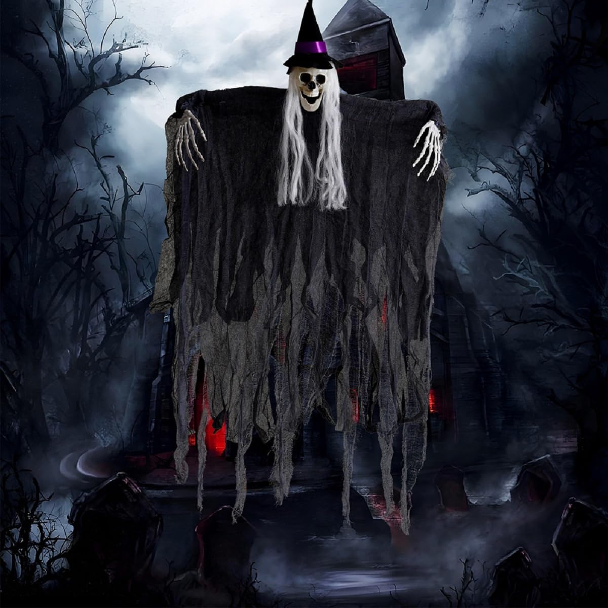 Wiszący szkielet na Halloween - dekoracja horroru na imprezy, podwórko i dom - rekwizyt duchów