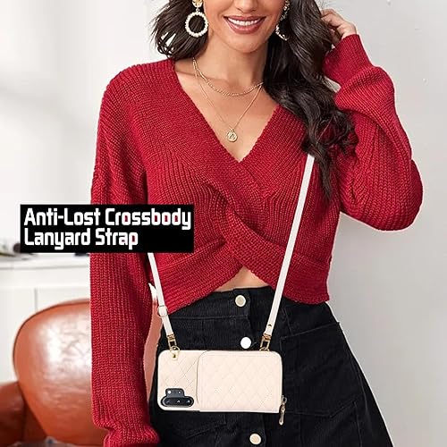 Miniatura 5 de Funda desmontable con correa cruzada para Samsung Galaxy Note 10 Plus Note10+ 5G con cremallera, ranuras para múltiples tarjetas, cubierta de cuero