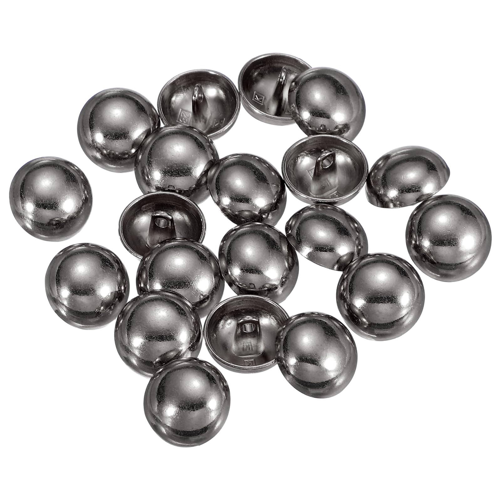 sourcing map 20pcs Half-Domed Metal Sewing Buttons, 15mm / 0.59" Half Round Mushroom Pearl Cap Metal Buttons with Shank for Blazer Suit Coat Jacket Cloth Garment Decoration, Black