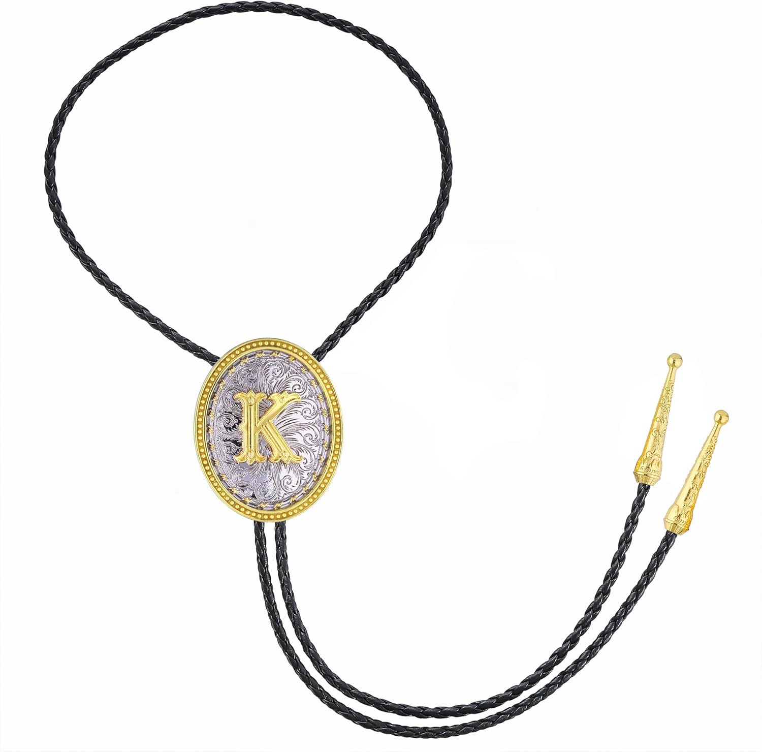 GelConnie Western Ties for Men Gold Bolo Tie Initial Letter A to Z Native American Bola Ties Cowboy Accessories for Men Women - Image 7