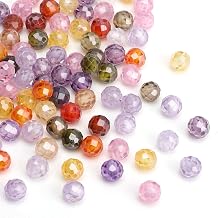 Faceted Round Zircon Beads 4mm Mix Color Tiny Seed Beads for DIY Jewelry Making 1 Strands