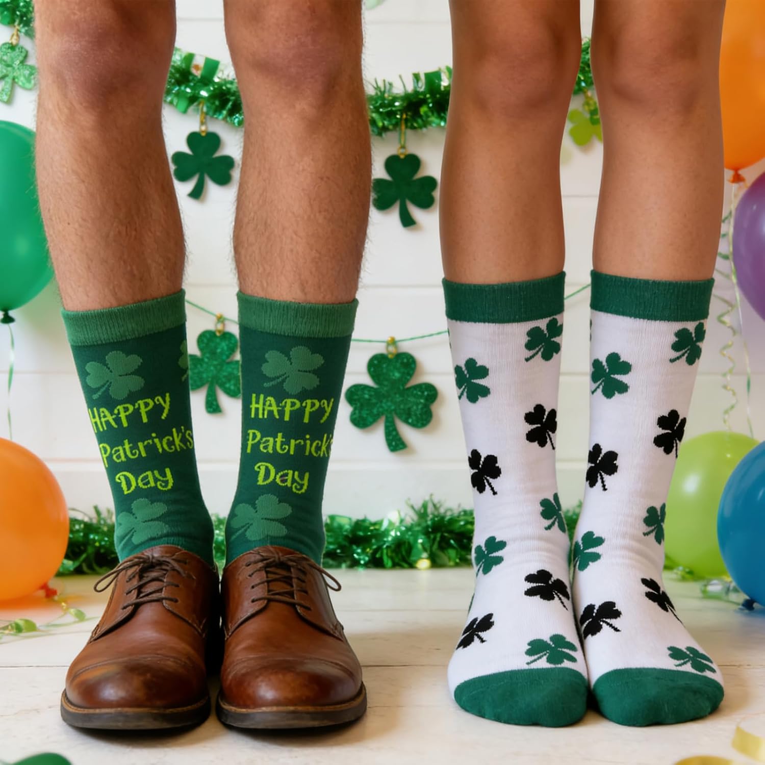 Thanksgiving Socks Fall Autumn Sock, St. Patrick's Day Irish Theme Novelty Shamrock Socks for Men and Women - Image 3