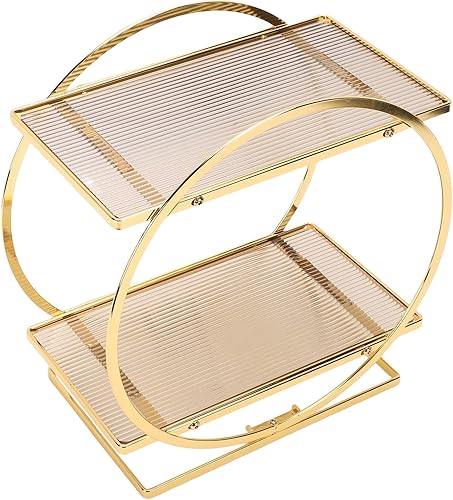 Perfume Organizer, Makeup Organizer for Vanity, Black Gold Perfume Makeup Stand Organizer, Bathroom Counter Shelf Skincare Holder Perfume Tray for