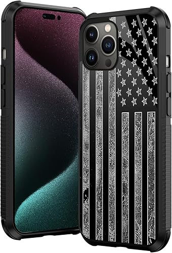 Miniatura 2 de Funda compatible con iPhone 15, funda de bandera estadounidense gris oscuro para iPhone 15 para hombres y niños, diseño de vidrio orgánico, a prueba