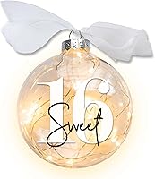 Vista 11 de Adorno de Navidad iluminado para cumpleaños número 21, regalo de felicitación a veintiún años para él o ella, cumple 21 años, transparente