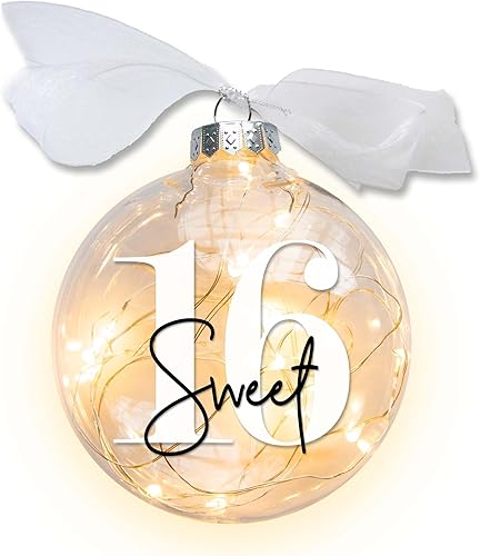 Miniatura 11 de Adorno de Navidad iluminado para cumpleaños número 21, regalo de felicitación a veintiún años para él o ella, cumple 21 años, transparente