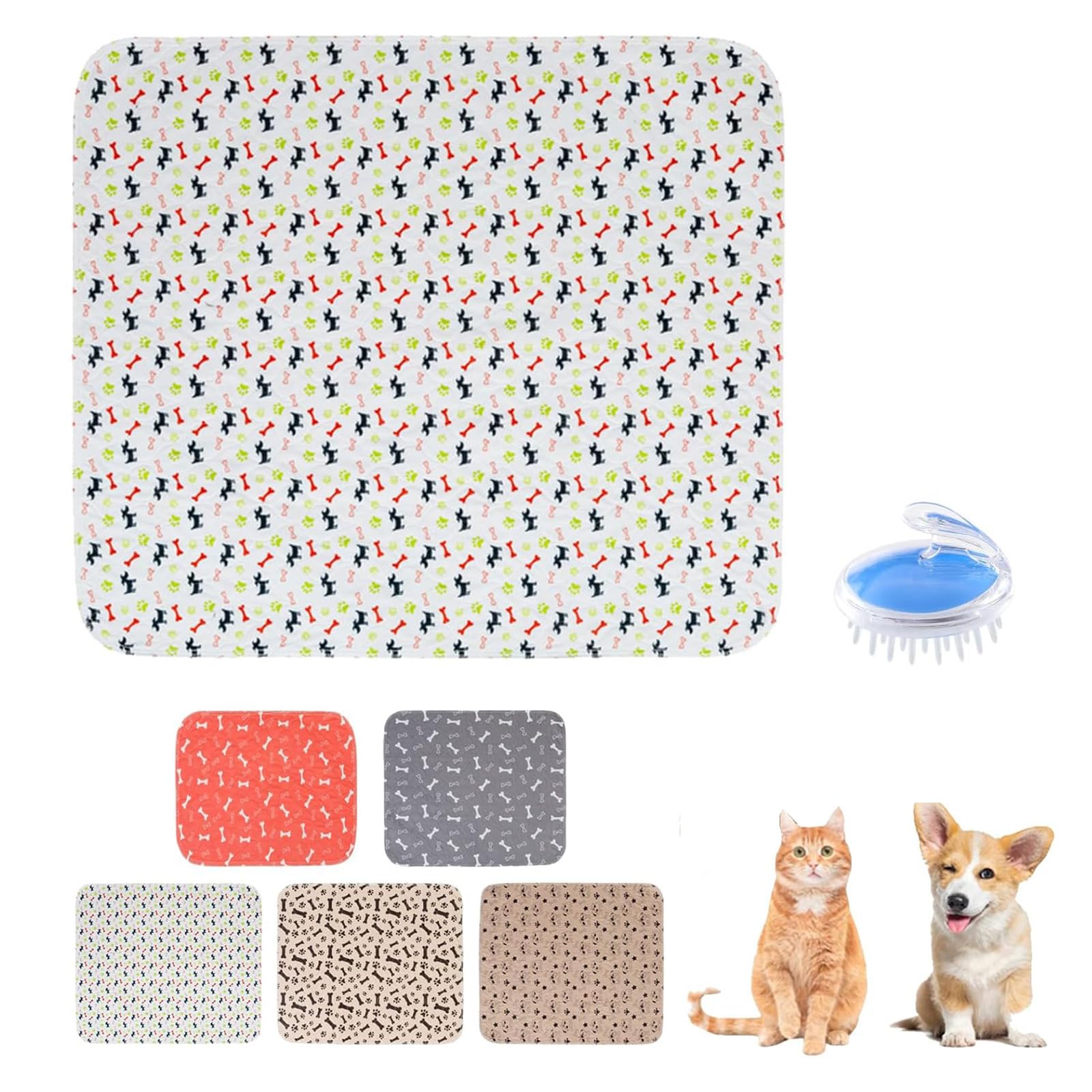Puppy Pad with Pheromones, Washable PuppyPad Pee Pads for Dogs, Reusable Leak & Odor Proof, Non-Slip Base with 4-Layer Protection (white, M(70*80cm))